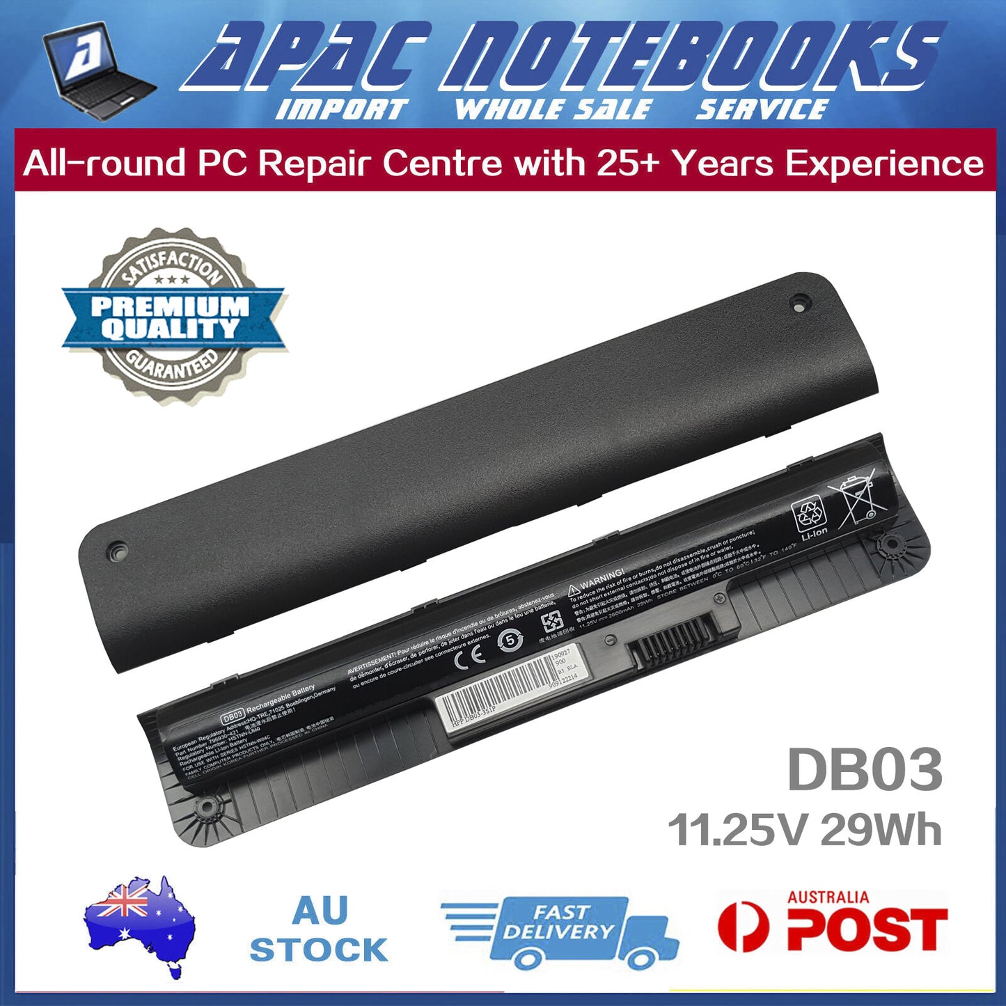 DB03 Battery for HP  Probook 11 EE G1 G2 HSTNN-LB6Q HSTNN-W04C M0A68AA 29Wh