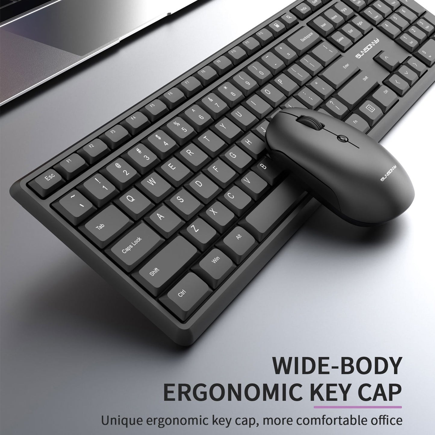 2.4G Wireless High-Precision 1600DPI Mouse and Full-Size AU Keyboard  Combo Set