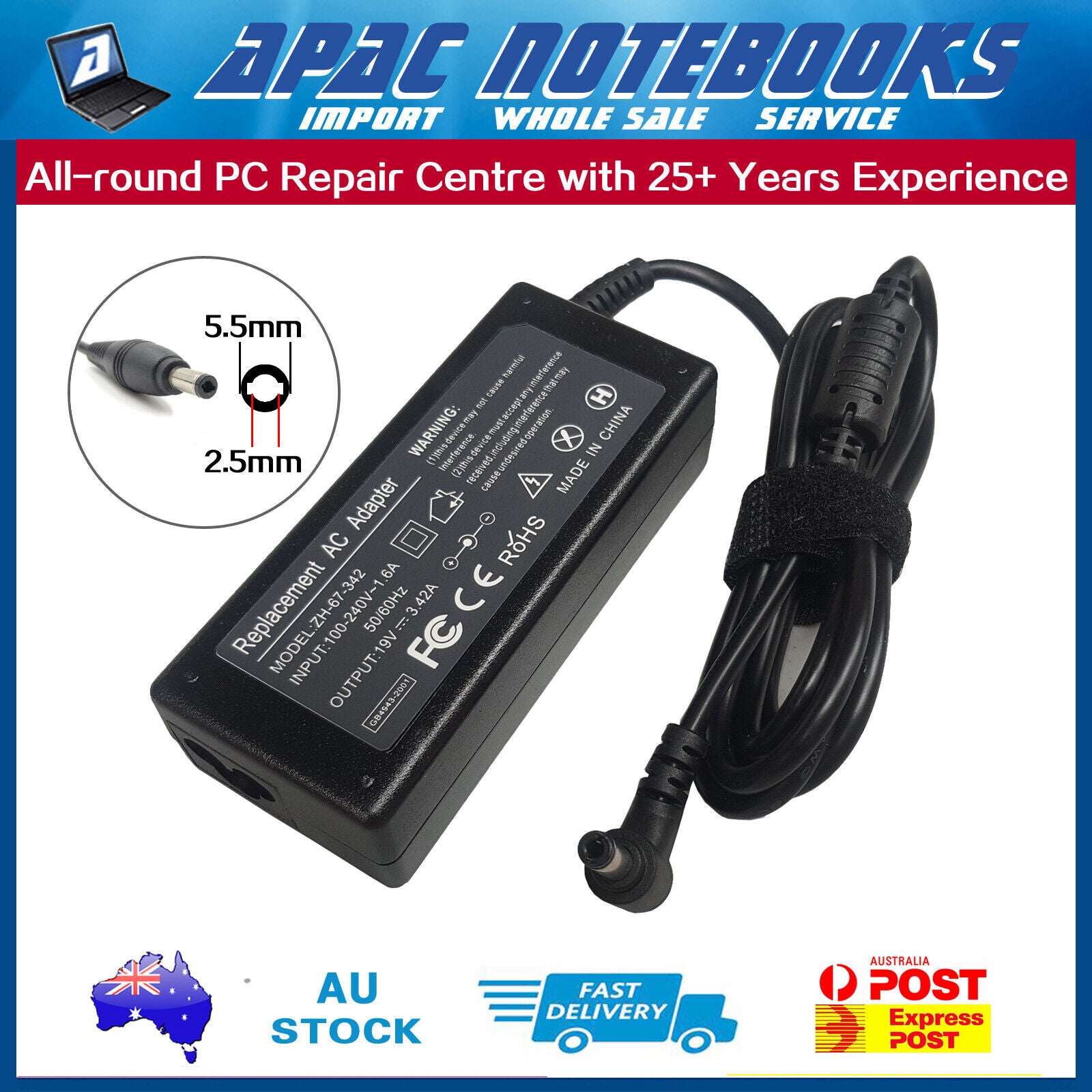 65W AC Adapter Charger for TOSHIBA Satellite L850D/002 A8-4500M PSKGEA