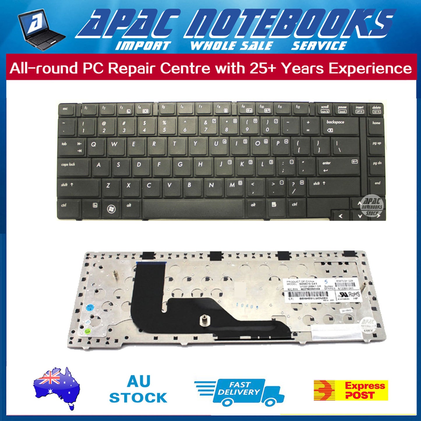 Keyboard for HP ProBook 6440B 6445B 6450B 6455B, Without Pointer