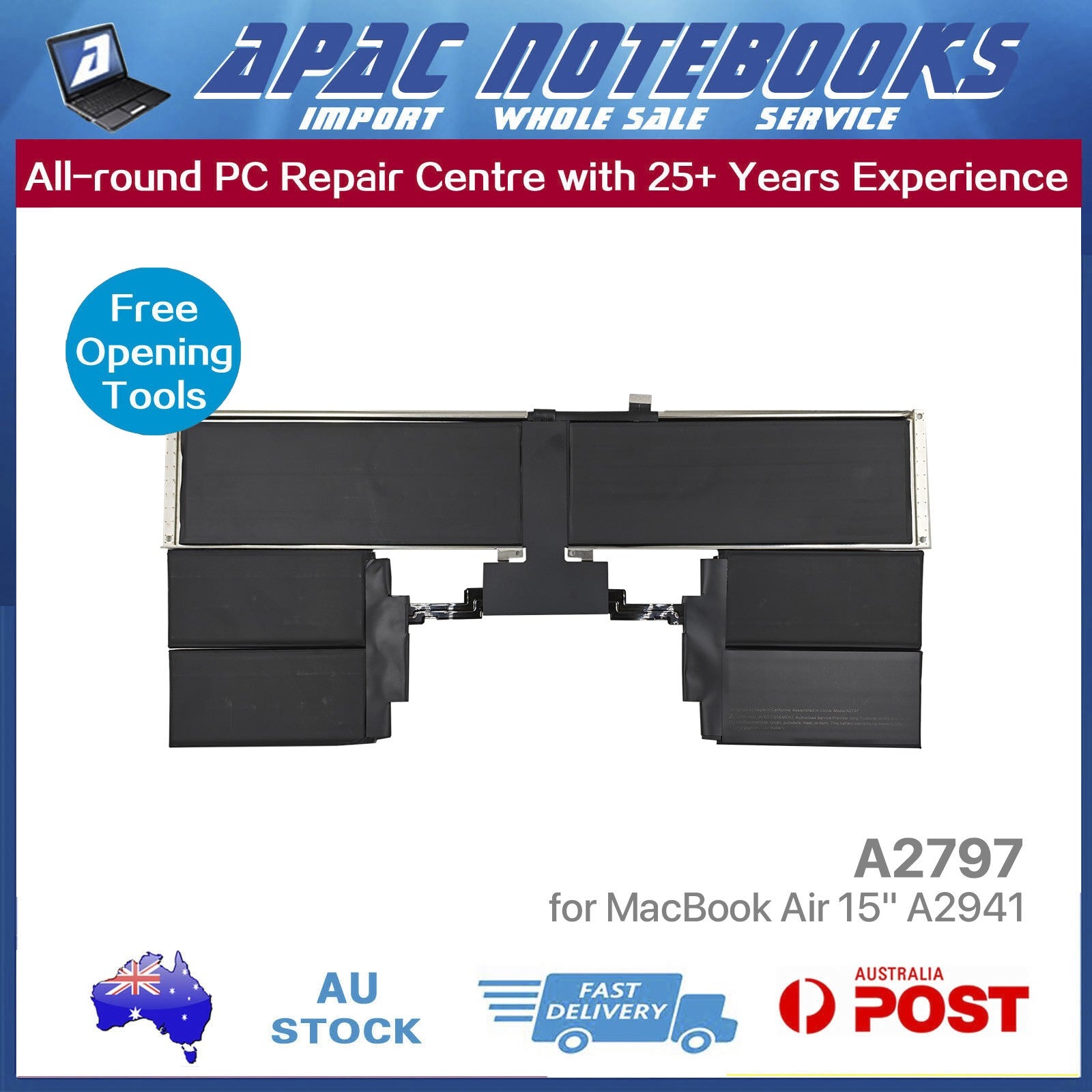 Genuine A2797 Battery for MacBook Air 15" A2941 M2 2023 Mac14,15 66.5Wh