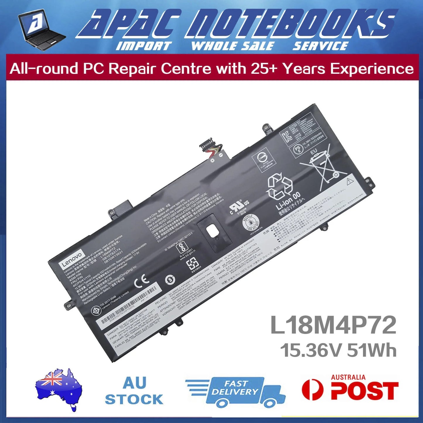 Genuine Battery for ThinkPad X1 Yoga Gen 4 2019 20QF 20QG 20SA 20SB 15.36V 51Wh