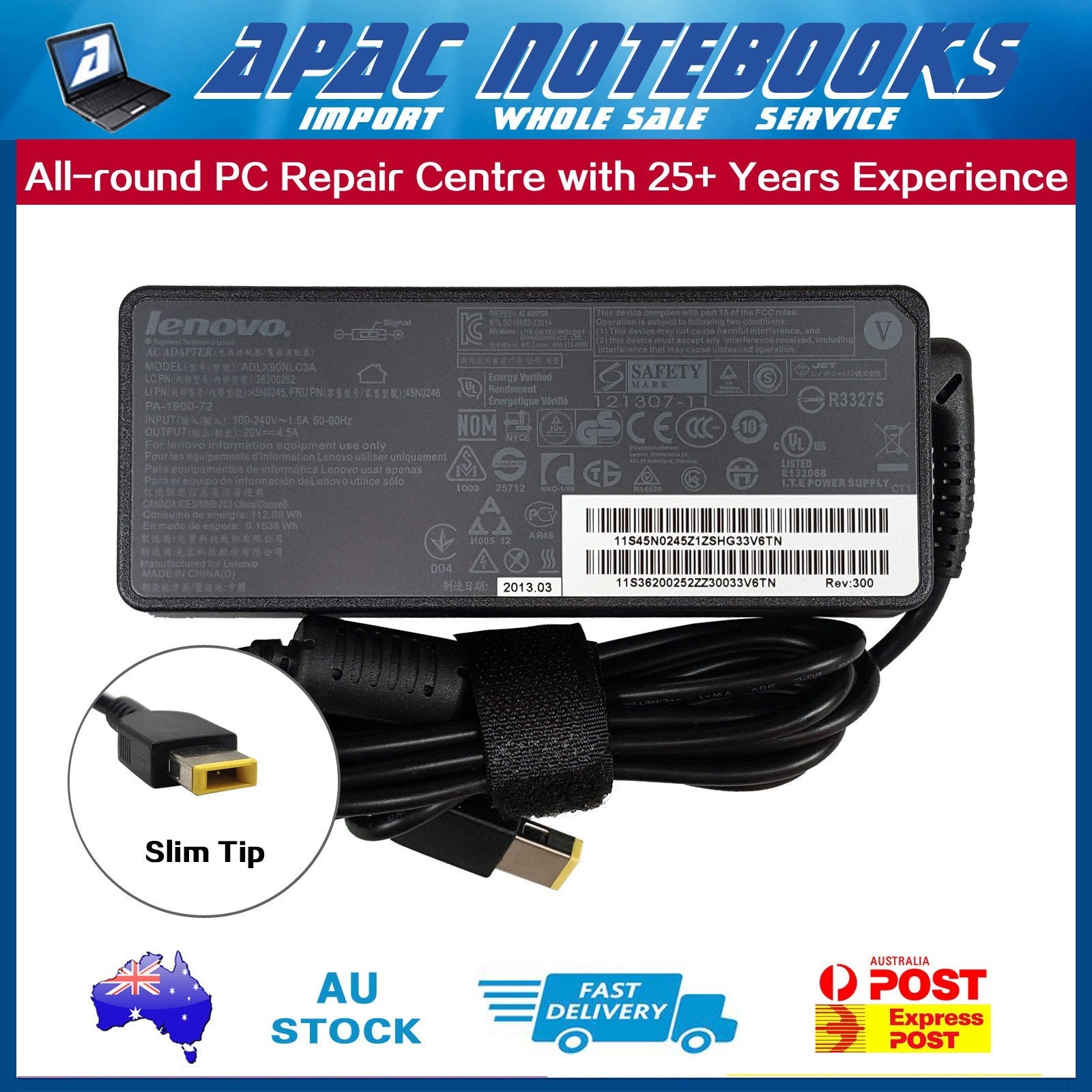 Genuine 90W Slim Tip Charger PA-1900-72 ADLX90NDC2A ADLX90NCC2A