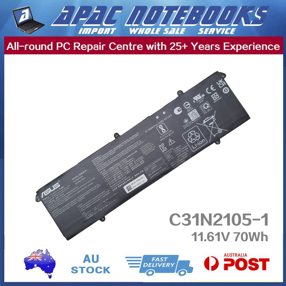 Genuine ASUS Battery Vivobook Pro 14 K3400P S3400P/Q M3401Q K6400Z M6400Q/R 70Wh