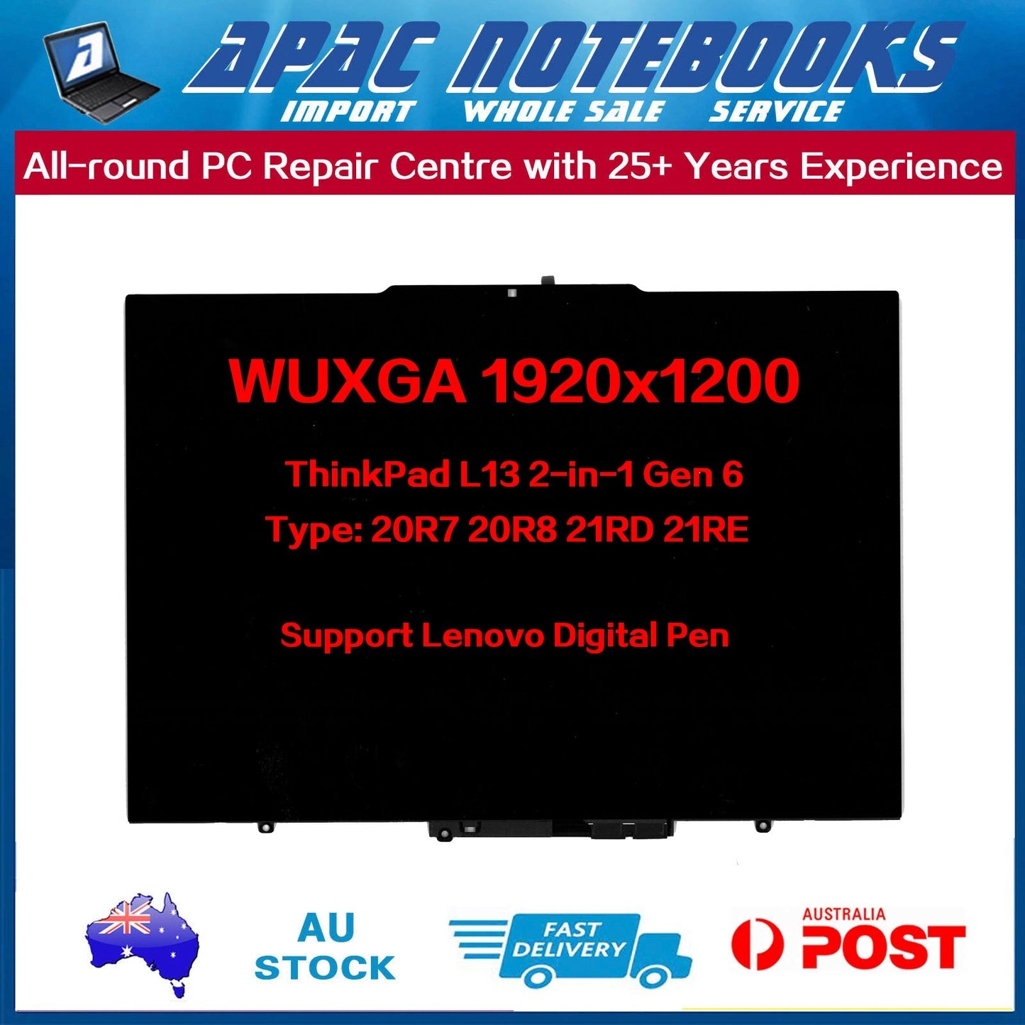 Genuine WUXGA IPS LED Touchscreen Assembly for ThinkPad L13 2-in-1 Gen 6