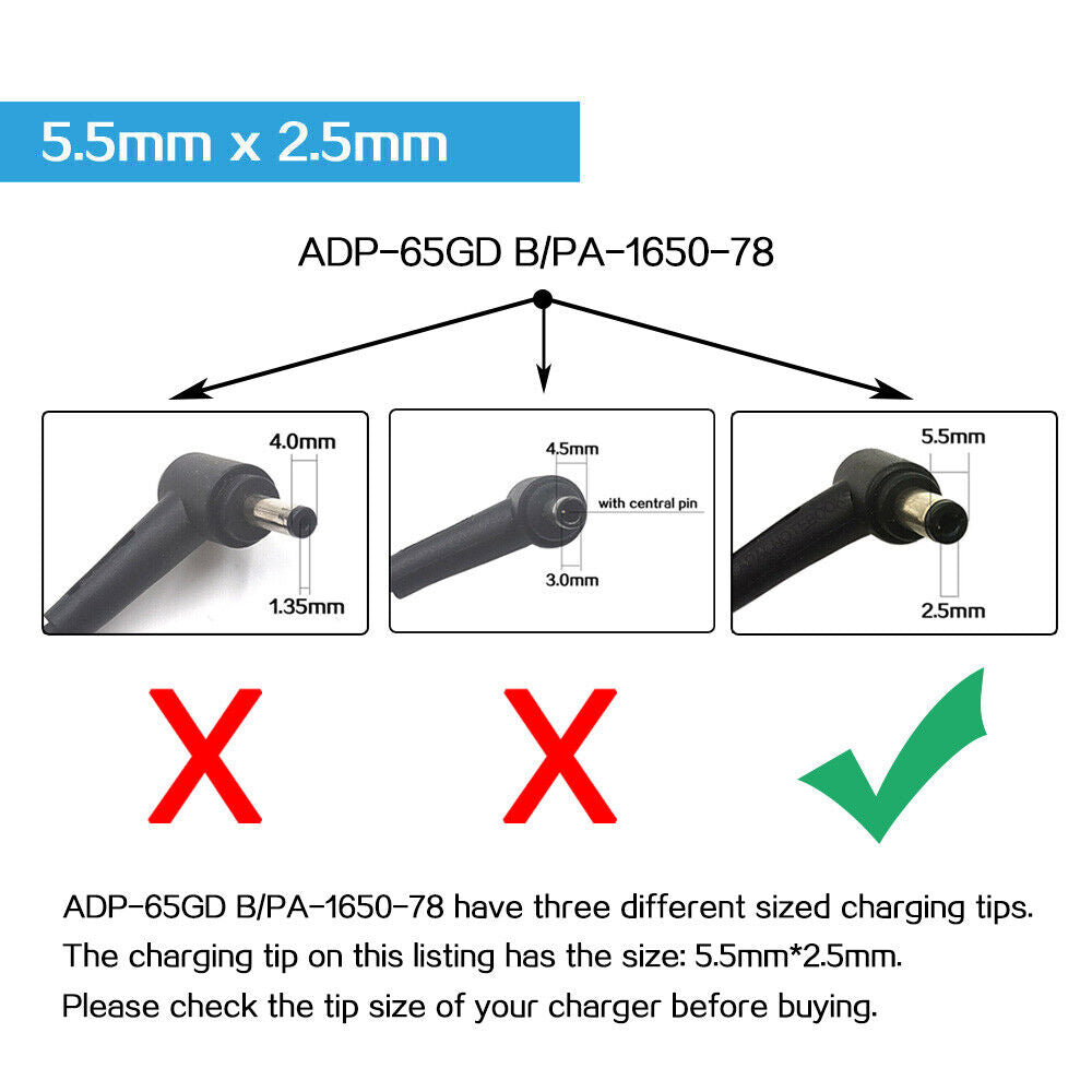 Genuine 65W AC Adapter Charger ASUS ADP-65GD B D PA-1650-78 ADP-65AW B