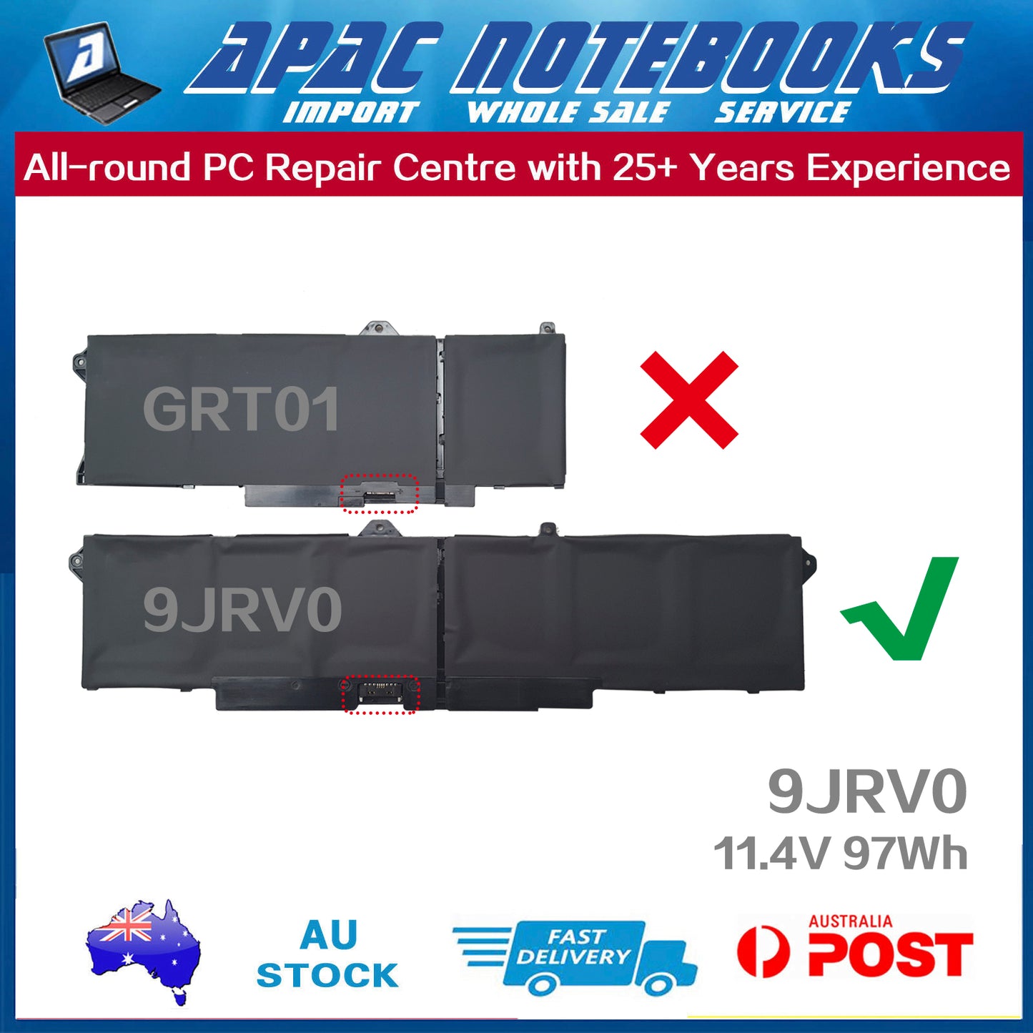 Genuine 9JRV0 Battery for Alienware m17 R5 AMD m18 R1 m18 R1 AMD m18 R2 97Wh