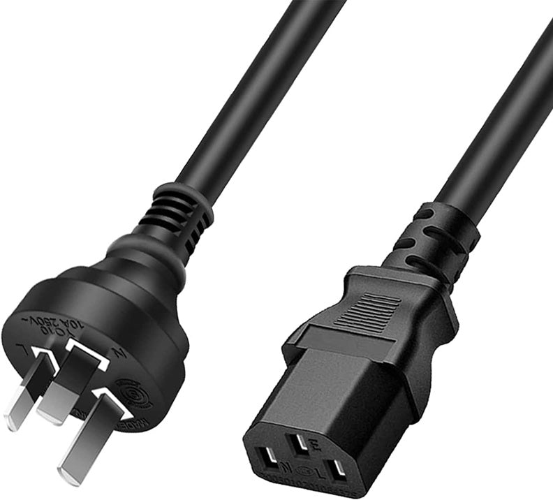 3 Prong Australia Plug 18 AWG Power Cord, 2 meters